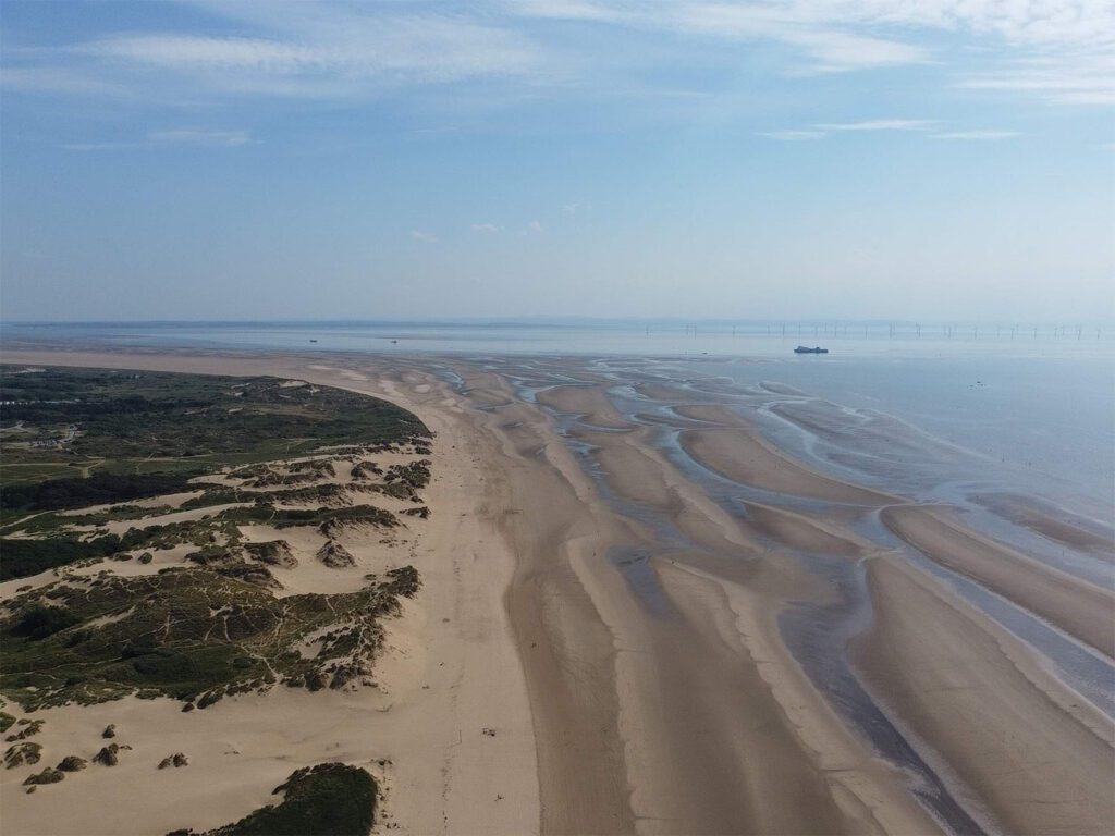 Aerial Drone Shot of Formby Beach