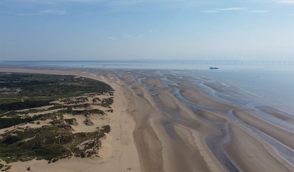 Aerial Drone Shot of Formby Beach